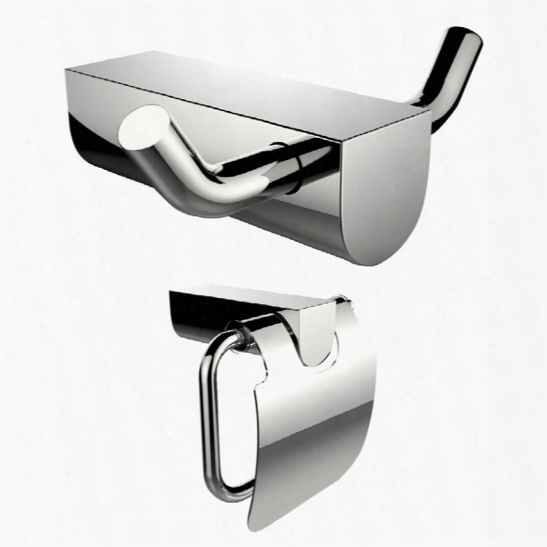 Ai-13300 Chrome Plated Toilet Paper Holder And Double Robe Hook Accessory