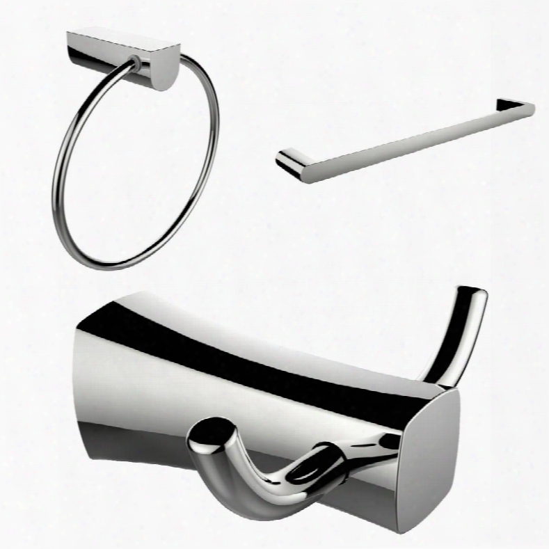 Ai-13462 Chrome Plated Towel Ring Double Robe Hook And Single Rod Towel Rack Accessory