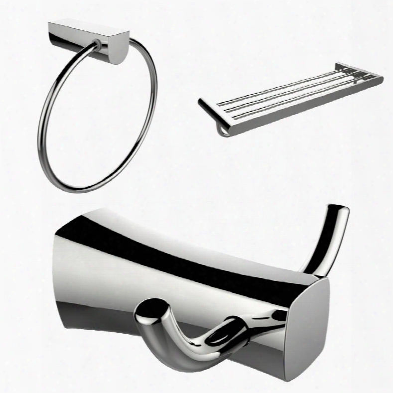 Ai-13463 Chrome Plated Towel Ring Double Robe Hook And A Multi-rod Towel Rack Accessory