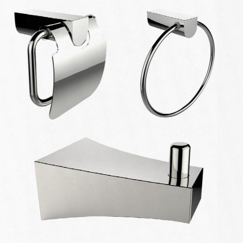 Ai-13514 Chrome Plated Towel Ring With Robe Hook And Toilet Paper Holder Accessory