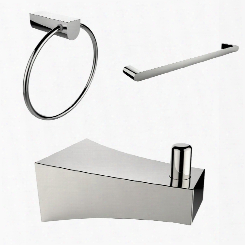 Ai-13540 Chrome Pl Ated Robe Hook Towel Ring And A Single Rod Towel Rack Accessory