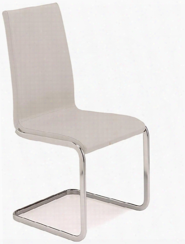 Aurora Collection Tc-2020-wh 40.2" Dining Chair With Chrome Frame And Italian Leather Upholstery In White