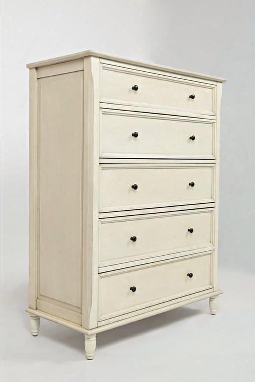 Avignon Youth 1617-30 50" 5 Drawer Chest With Creamy And Smooth Finish Full Extension Drawer In