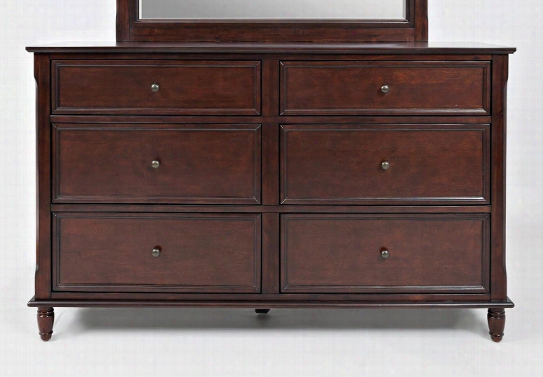 Avignon Youth 1619-10 56" Double Dresser With Rich And Classic Medium Dark With Red Undertones Finish Full Extension Drawer And 4" From Floor In Birch