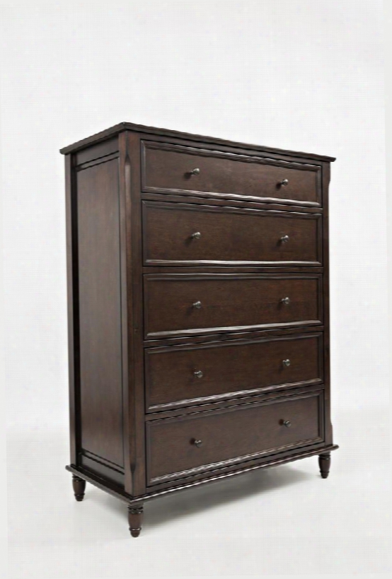 Avignon Youth 1619-30 50" 5 Drawer Chest With Rich And Classic Medium Dark With Red Undertones Finish And Full Extension Drawer In Birch