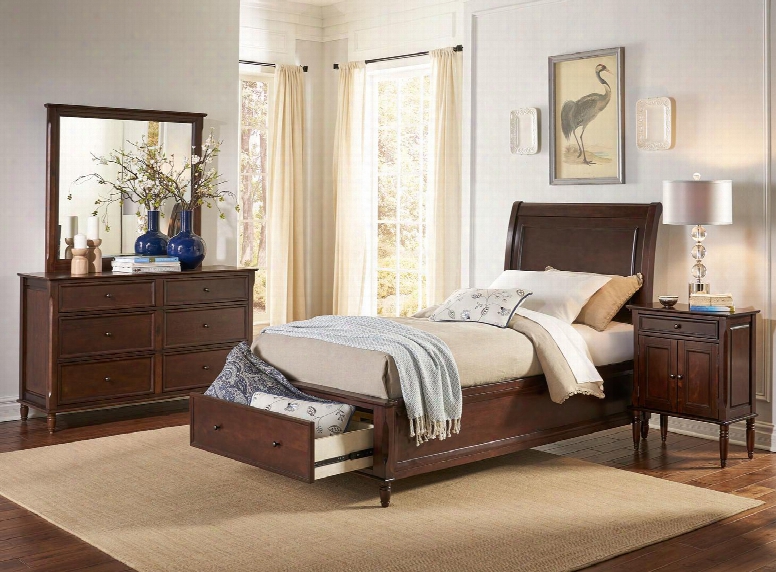 Avignon Youth Collection 1619fpbdmn 4-piece Bedroom Set With Full Storage Bed Dresser Mirror And Nightstand In Birch