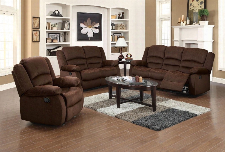 Bailey Collection 51030set 6 Pc Living Room Set With Sofa + Loveseat + Recliner + 3 Pc Table Set In Chocolate