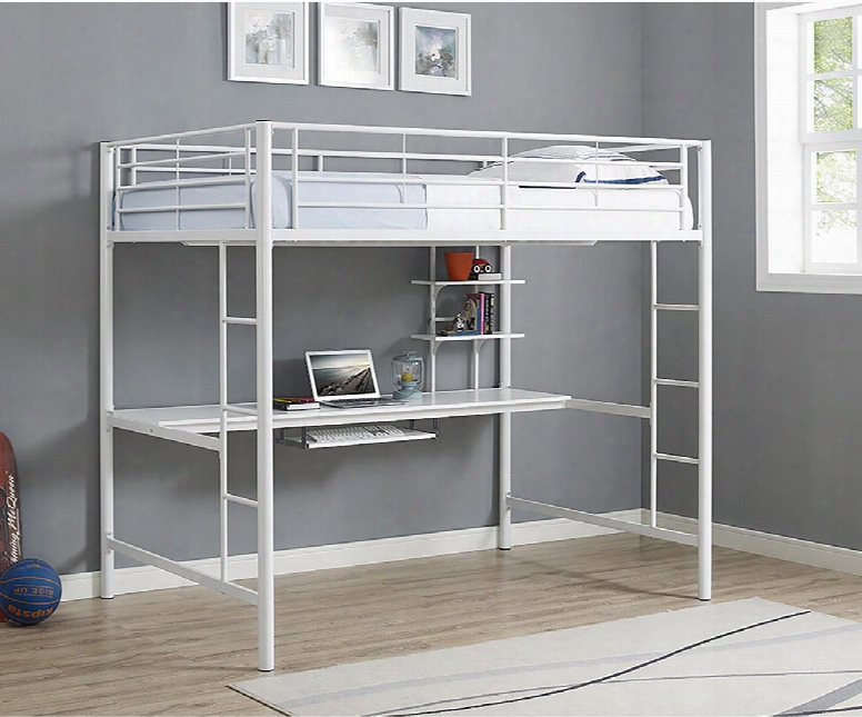 Bdozwh Premium Metal Full Size Loft Bed With Wood Workstation -