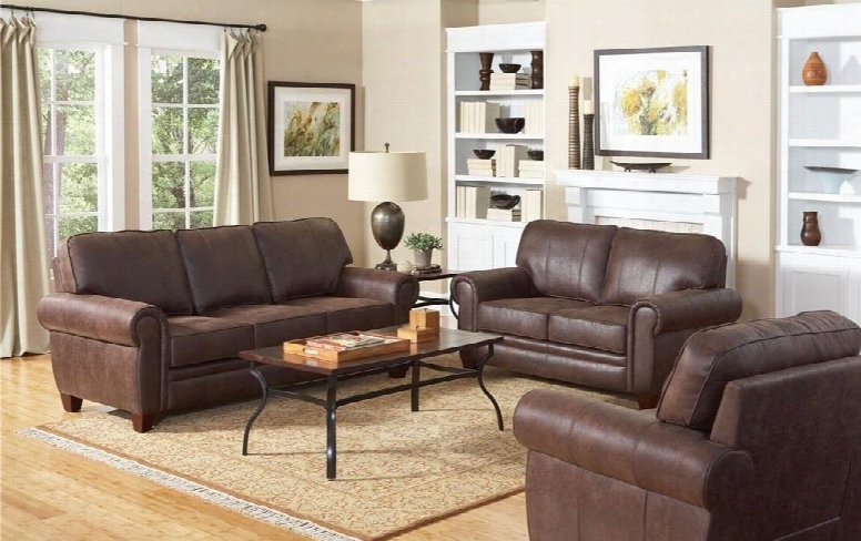 Bentley 504201set 3 Pc Living Room Set With Sofa + Loveseat + Armchair In Brown