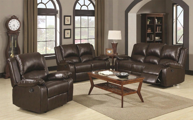 Boston 600971set 3 Pc Living Room Set With Sofa + Loveseat + Chair In Brown