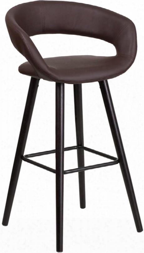 Brynn Collection Ch-152560-brn-vy-gg 29" Bar Stool With Footrest Cappuccino Wood Finish Protective Floor Glides And Vinyl Upholstery In Brown