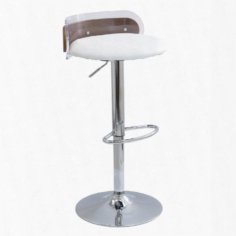 Bs-arc Wl+w Arc Contemporary Adjustable Barstool In Acrylic & Walnut