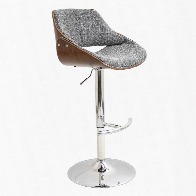 Bs-fbzz Wl+gy Fabrizzi Height Adjustable Mid-century Modern Barstool With Swivel In Walnut And