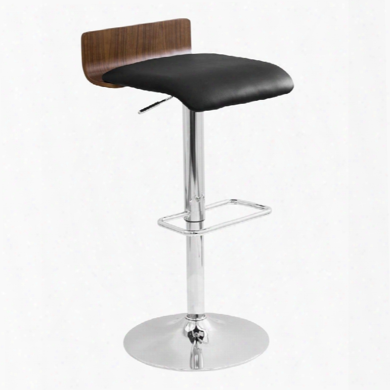 Bs-swrv Wl+bk Swerve Contemporary Adjustable Barstool In Wood &