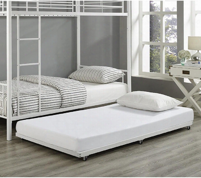 Bt40tbwh Twin Roll-out Trundle Bed Frame With Powder Coated Finish In