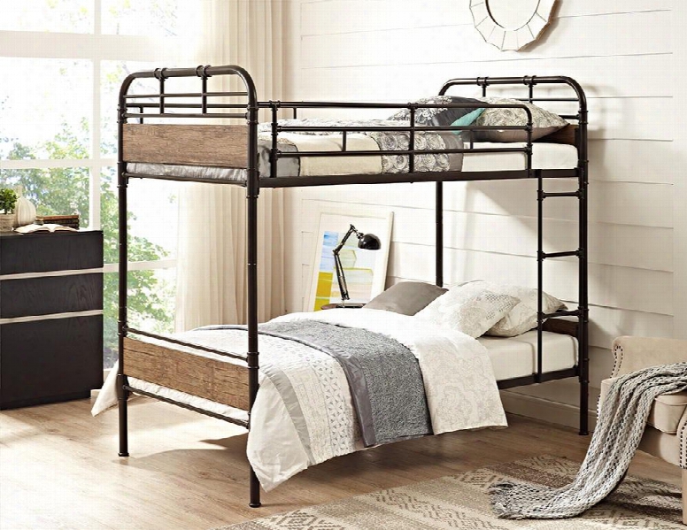 Btotmpbl Twin Over Twin Metal Wood Bunk Bed -