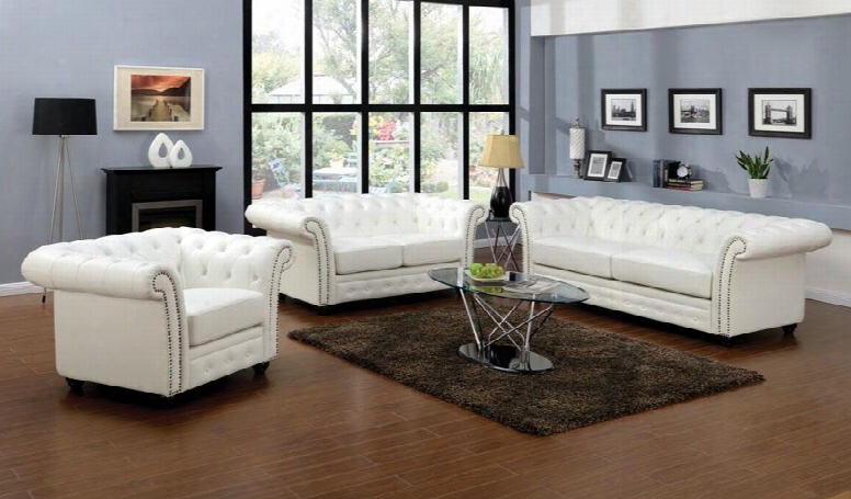 Camden Collection 50165slt 6 Pc Living Room Set With Sofa + Loveseat +chair + Coffee Table + 2 End Tables In White