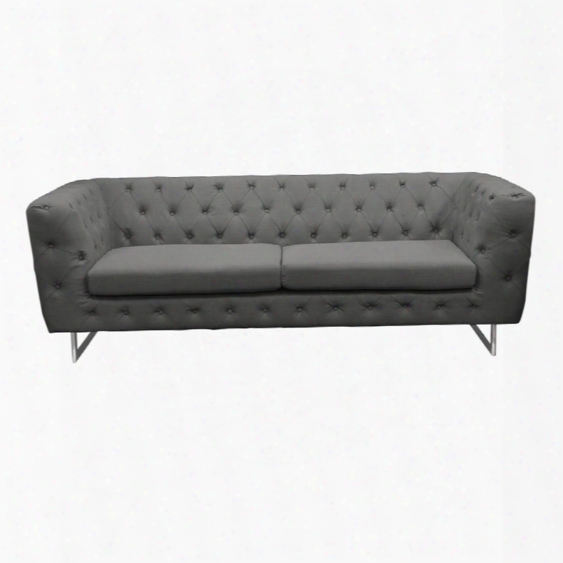 Catalina Catalinaso 86" Sofa With Button Tufting Chrome Metal Leg And Stitching Details In