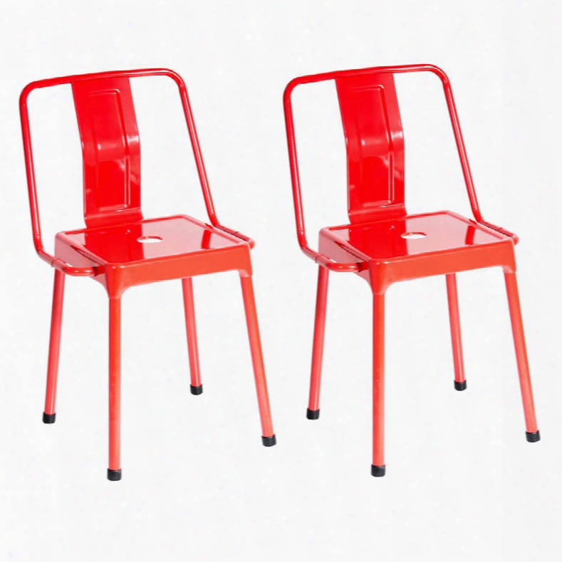 Ch-cf-enrg R2 Pair Of Industrial Style Energy Chairs In Red