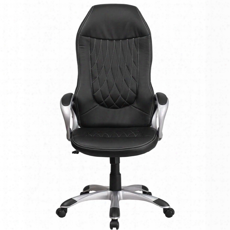 Ch-cx0906h-bk-gg 47" - 51" Executive Swivel Office Chair With High Back Design Lumbar Support And Waterfall Seat In