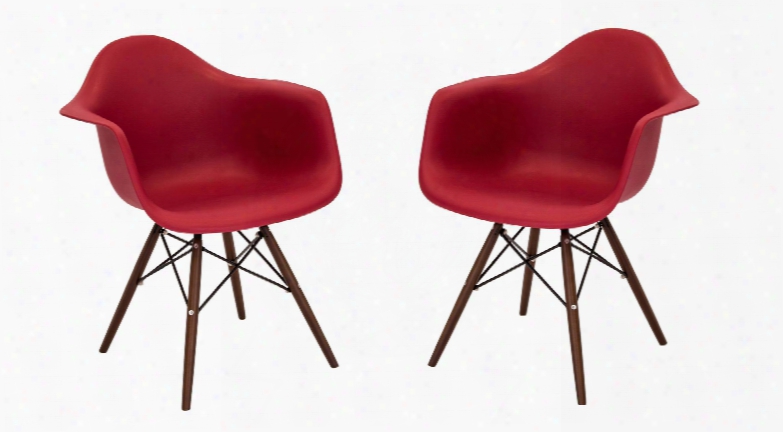 Ch-nflpp R+e2 Neo Flair Mid-century Modern Chairs In Red And Espresso - Set Of