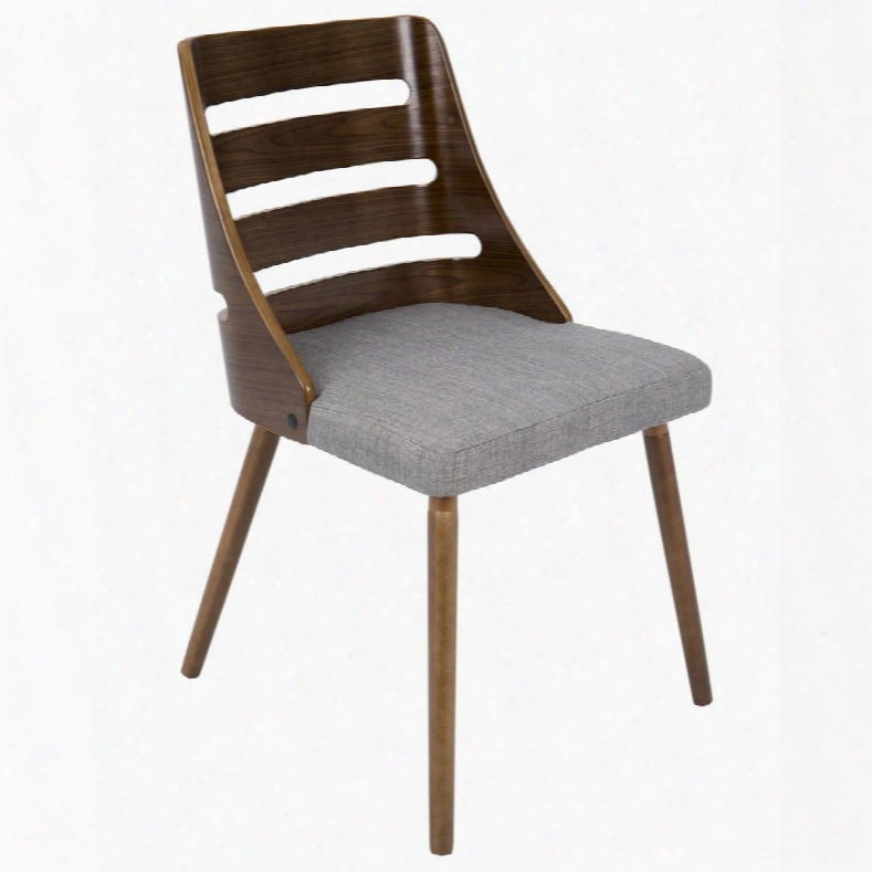 Ch-trv Wl+gy Trevi Mid-century Modern Din Ing Chair In Grey Fabric And Walnut