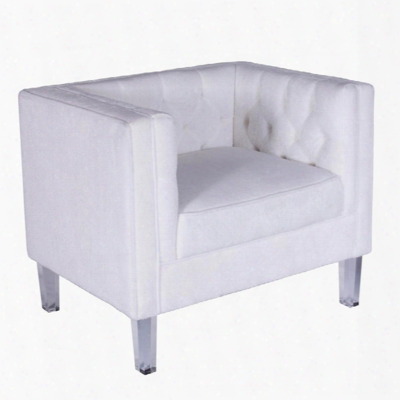 Ch-valtina W Valentina Contemporary Accent Chair In Bone White Mohair Fabric & Acrylic
