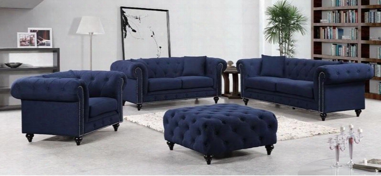 Chesterfield 662navy-s-l-c 3 Piece Living Room Set With Sofa + Loveseat And Chair In