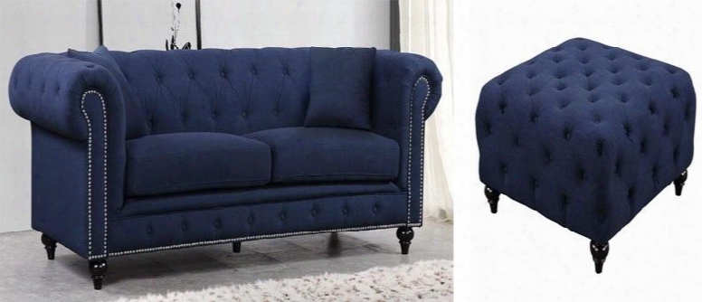 Chesterfield 662navy-s-o 2 Piece Living Room Set With Sofa And Ottoman In