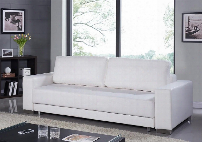 Cloe Collection Tc-1215-wh 95" Sofa Bed With Eco-leather Upholsterry Stainless Steel Legs And Tufted