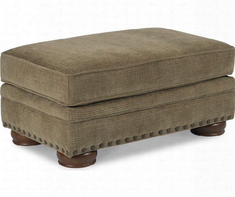 Cooper Collection 732-17/1317-21 38" Ottoman With Fabric Upholstery Piped Stitching Nail Head Accents And Traditiona Style In Applause