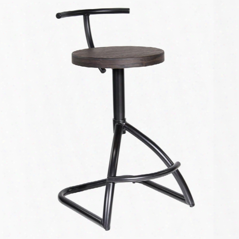 Cs-mant Bk Mantis Industrial Style Counter Stool In Black Metal With Espresso Wood
