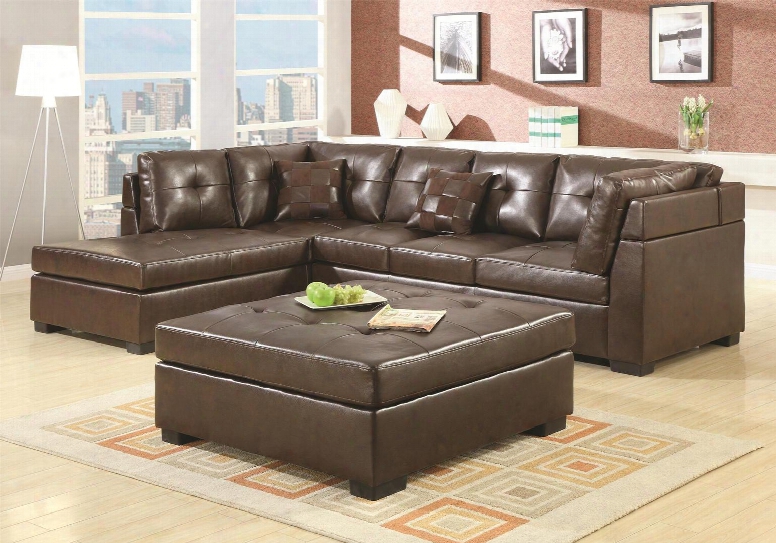 Darie 500686set 2 Pc Living Room Set With Sectional Sofa + Ottoman In Brown