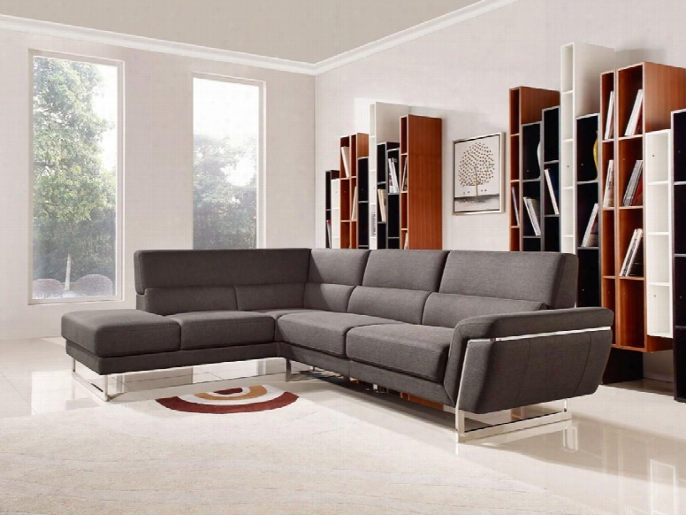 Divani Casa Navarro Collection Vgmb-1612 106" 2-piece Sectional Sofa With Left Arm Facing Chaise Right Arm Facing Sofa Stainless Steel Legs And Fabric