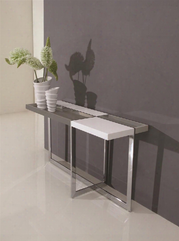 Domino Collection Tc-2605 55" Console Table With Chrome Metal Legs Stretchers And Mdf