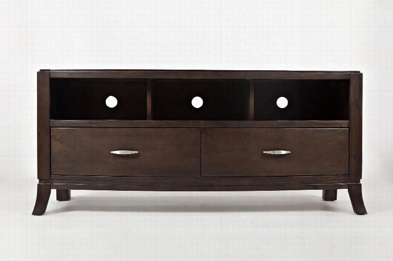 Downtown 1688-60 60" Media Console With 2 Drawers Wire Management And 3 Top Compartments In A Rich