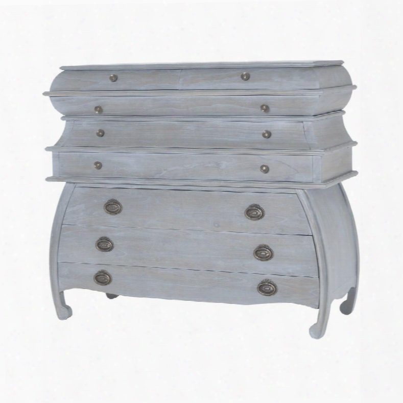 Durham Collection 7011-298 45" Chest With 7 Drawers Metal Hardware Inward-arched Slipper Foot Legs And Mindi Wood Construction In Grvaesend Grey