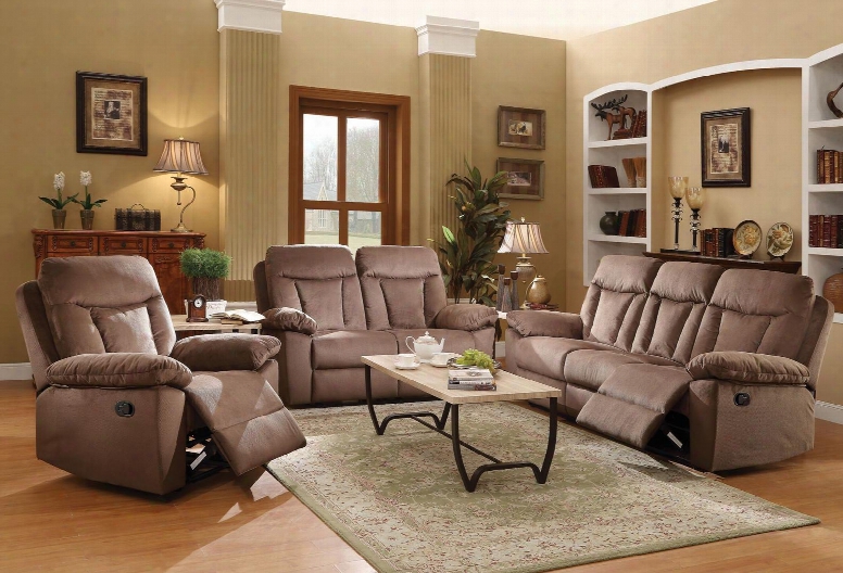 Elisha Collecfion 51425slrt 6 Pc Living Room Set With Sofa + Loveseat + Recliner + 3 Pk Table Set In Chocolate