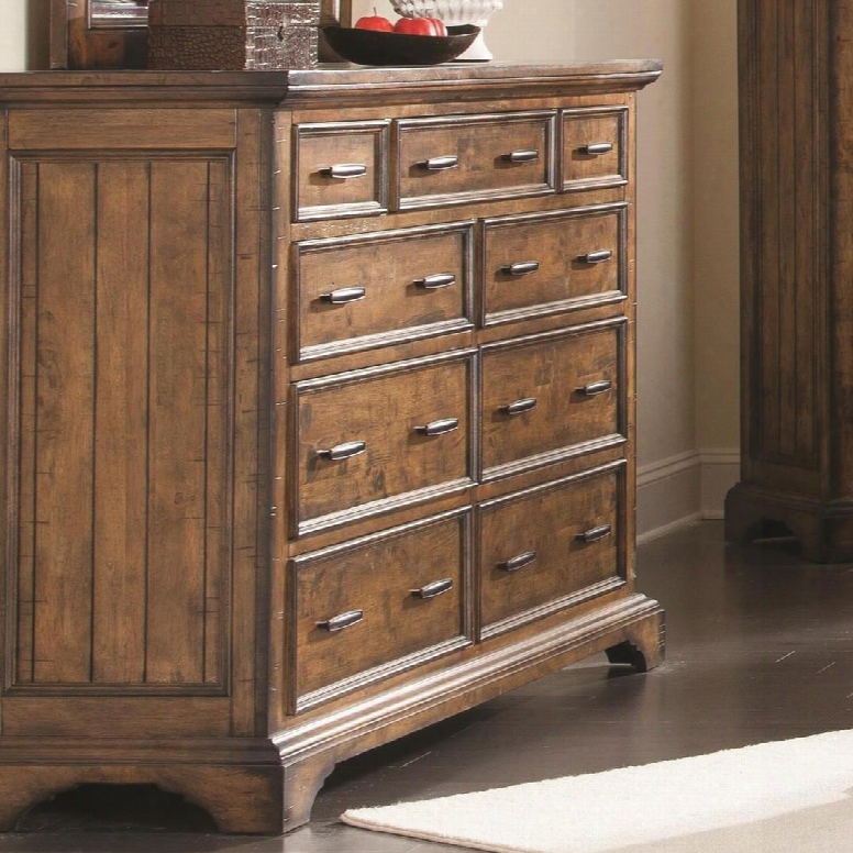 Elk Grove Collection 203893 64" Dresser  With 9 Drawers Removable Jewelry Tray Bracket Feet Metal Drawer Pulls And Solid Wood Construction In Bourbon