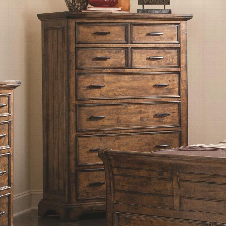 Elk Grove Collection 203895 44" Chest With 6 Drawers Rough Sawn Planks Metal Hardware And Solid Wood Construction In Vintage Bourbon