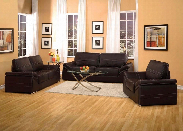 Ember Collection 51695slct 6 Pc Living Room Set With Sof A + Loveseat + Chair + 3 Pc Table Set In Espresso