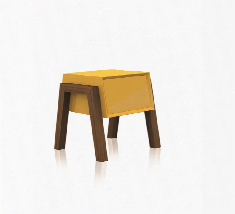 Figo Collection Cb-3937-yellow 20" Nightstand With 1 Drawer Mdf Construction And Walnut Veneer Legs In