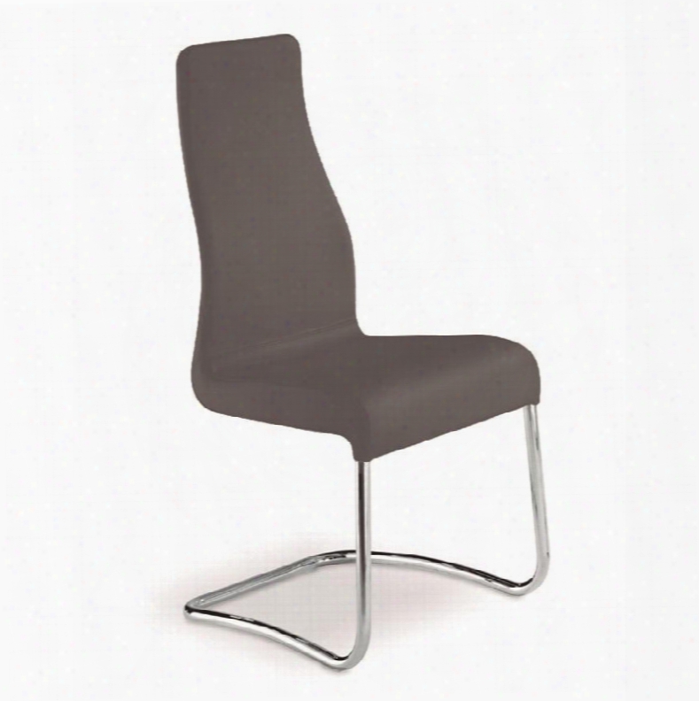 Florence Collection Tc-2004-gr 40" Dining Chair With Italian Leather Upholstery Stitched Detailing And Chrome Legs In