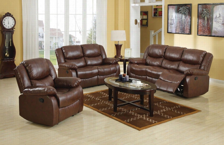 Fullerton Collection 50010set 6 Pc Living Room Set With Sofa + Loveseat + Recliner + Coffee Table + 2 End Tables In Brown