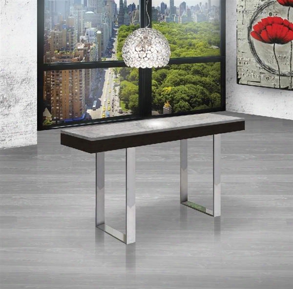 Glacier Collection Cb-3451-console 55" Console Table With Wenge Veneer Gray Marble Top And Chrome Metal