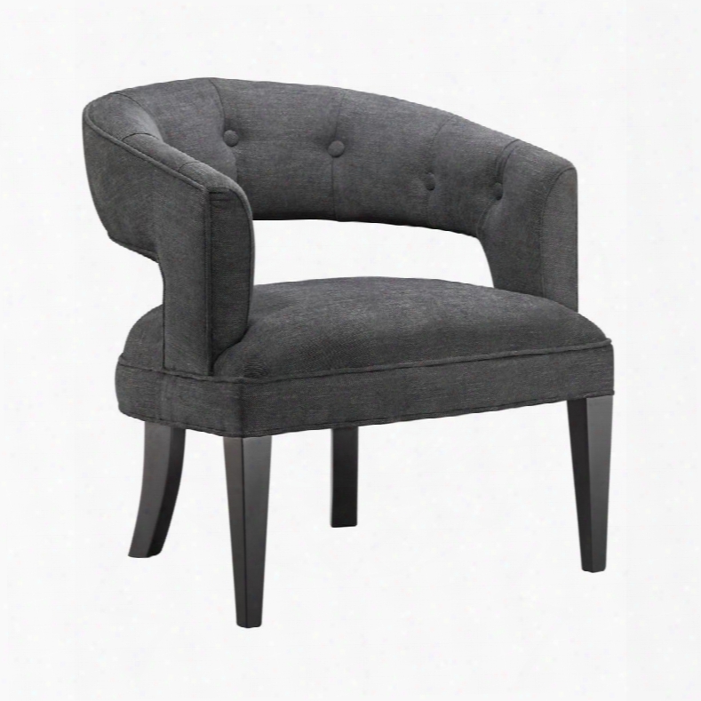 Gracie Parke Collection 1139-021 28" Accent Chair With Button Tufted Back Tapered Legs Fabric Upholstery And Wood Construction In Black