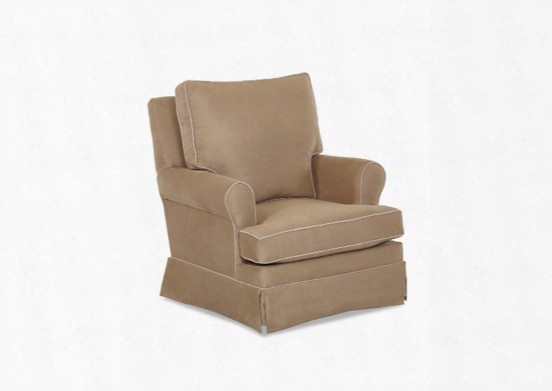 Gwinnett N-26w-swgl-mk-mo 32" Swviel Gliding Rocker With Tailored Skirt Classic Roll Arms And Two Seat Cushions In Microsuede