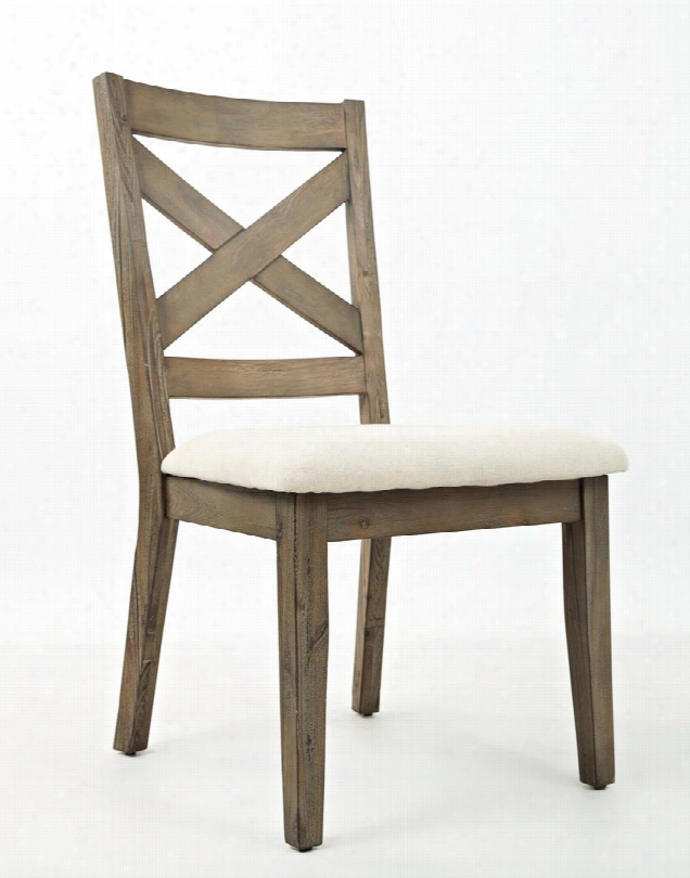 Hampton Road 872-628kd 38" X-back Dining Chair With Fabric Upholstery Solid Acacia Frame And Distressing Details In