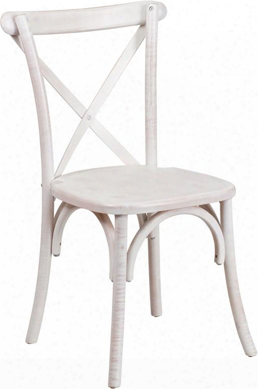 Hercules Collection Xs-1-lme-gg 34.5" Bistro Chair With Cross Back Design Plastic Floor Glides Solid Beechwood Seat And Frame In Limewash