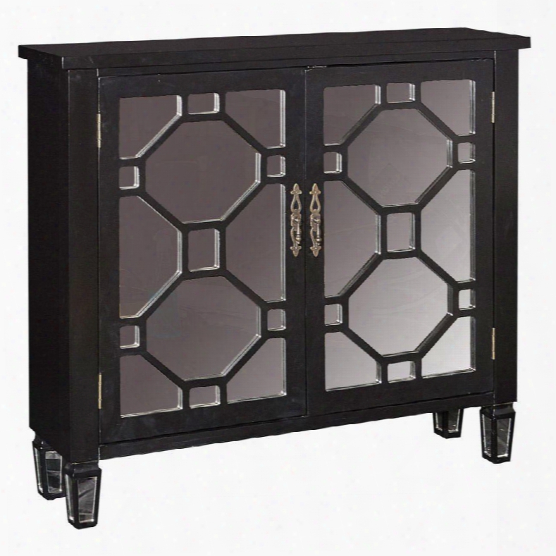 Hex Collection 16a2040bl 41" 2-door Console With Mirrored Front Interior Shelf And Hexagon Design In